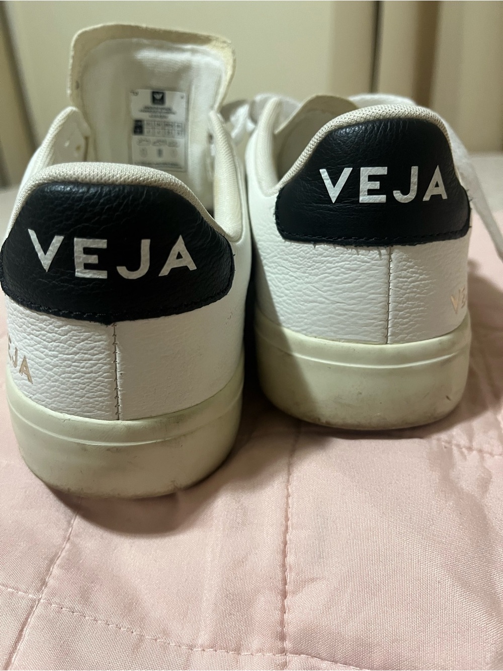 Veja Men’s White Leather Sneakers with Black Heel Patch